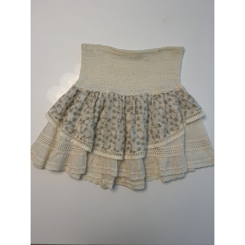 Ramy Brook | Mini Skirt Size S In Creme and Gold - Picture 6 of 7